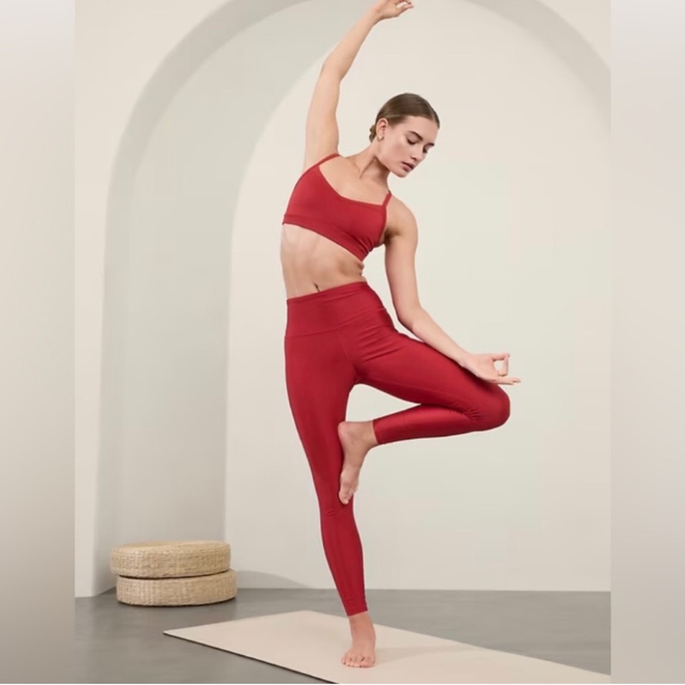 Athleta ultra high rise elation sheen leggings in dark red (clover berry)